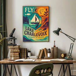 Lake Charlevoix Vibrant Adventure Destination Travel Poster