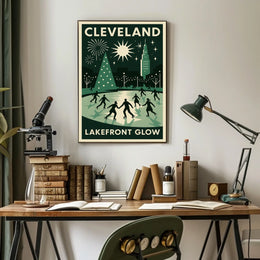 Cleveland Lakefront Glow Poster