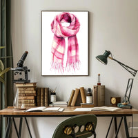 Striped Scarf Art Poster Vintage Scenic Wall Art