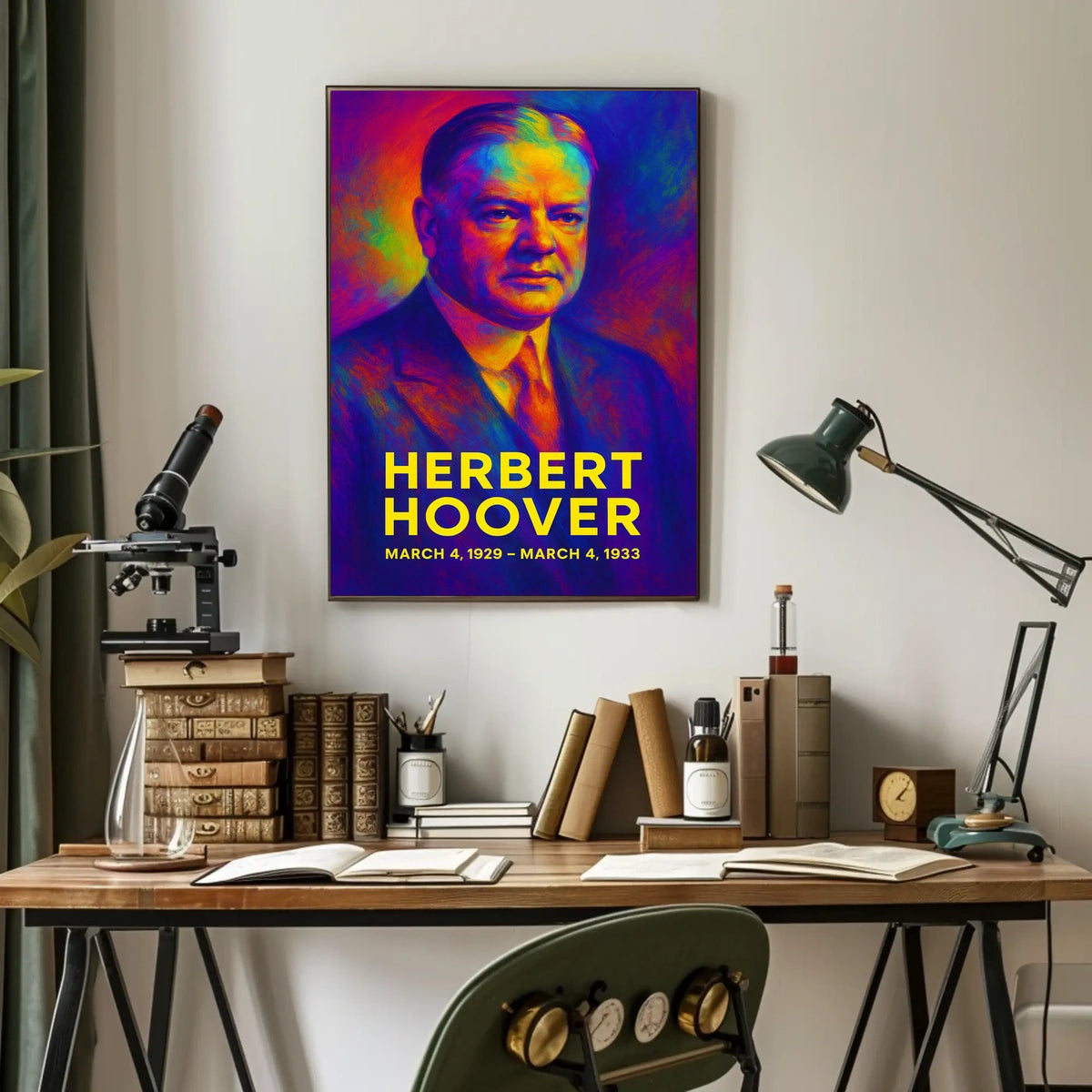 Herbert Hoover 31st President of the United States Neon Gradient Overlay Poster