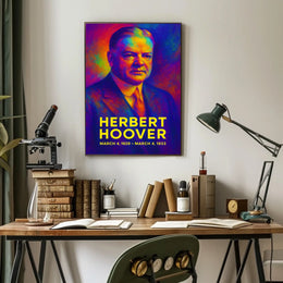Herbert Hoover 31st President of the United States Neon Gradient Overlay Poster