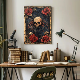 Skull with Spider Legs Gothic Abstract, Artistic Poster