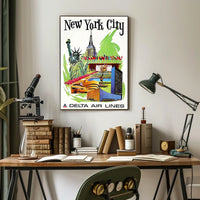 Iconic New York City Travel Poster Vintage Wall Art