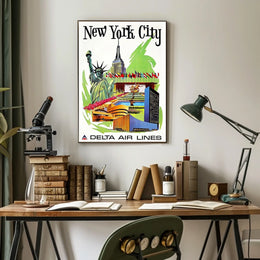 Iconic New York City Travel Poster Vintage Wall Art