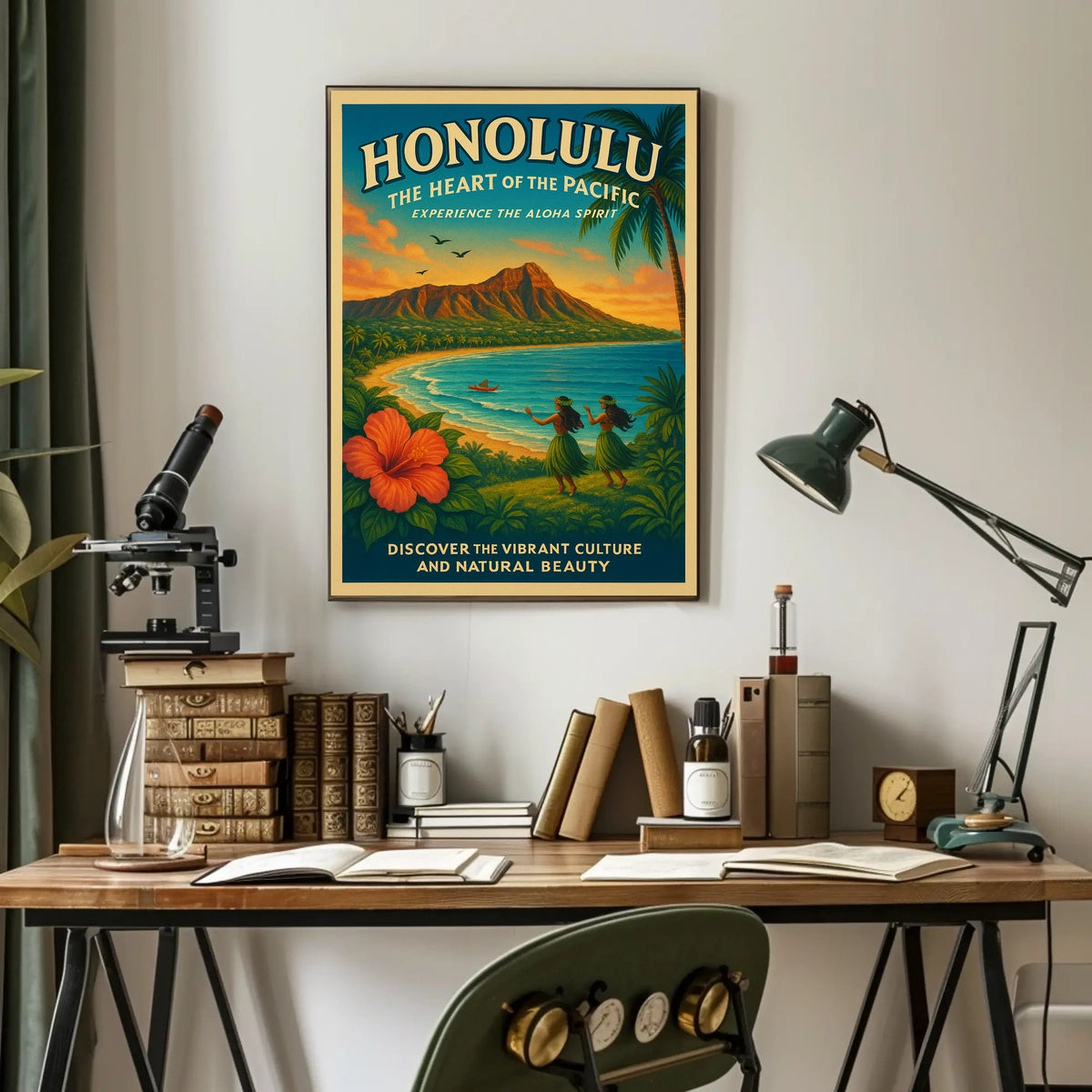 Honolulu Vintage Travel Poster Aloha Spirit Adventure
