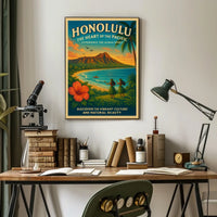 Honolulu Vintage Travel Poster Aloha Spirit Adventure