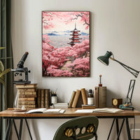 Serene Japanese Landscape with Blossoms Cultural Heritage Poster