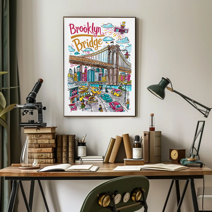 Brooklyn Bridge New York Iconic Landmark Travel Poster