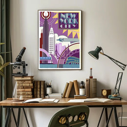 New York City Art Deco Poster Geometric Skyline Wall Art