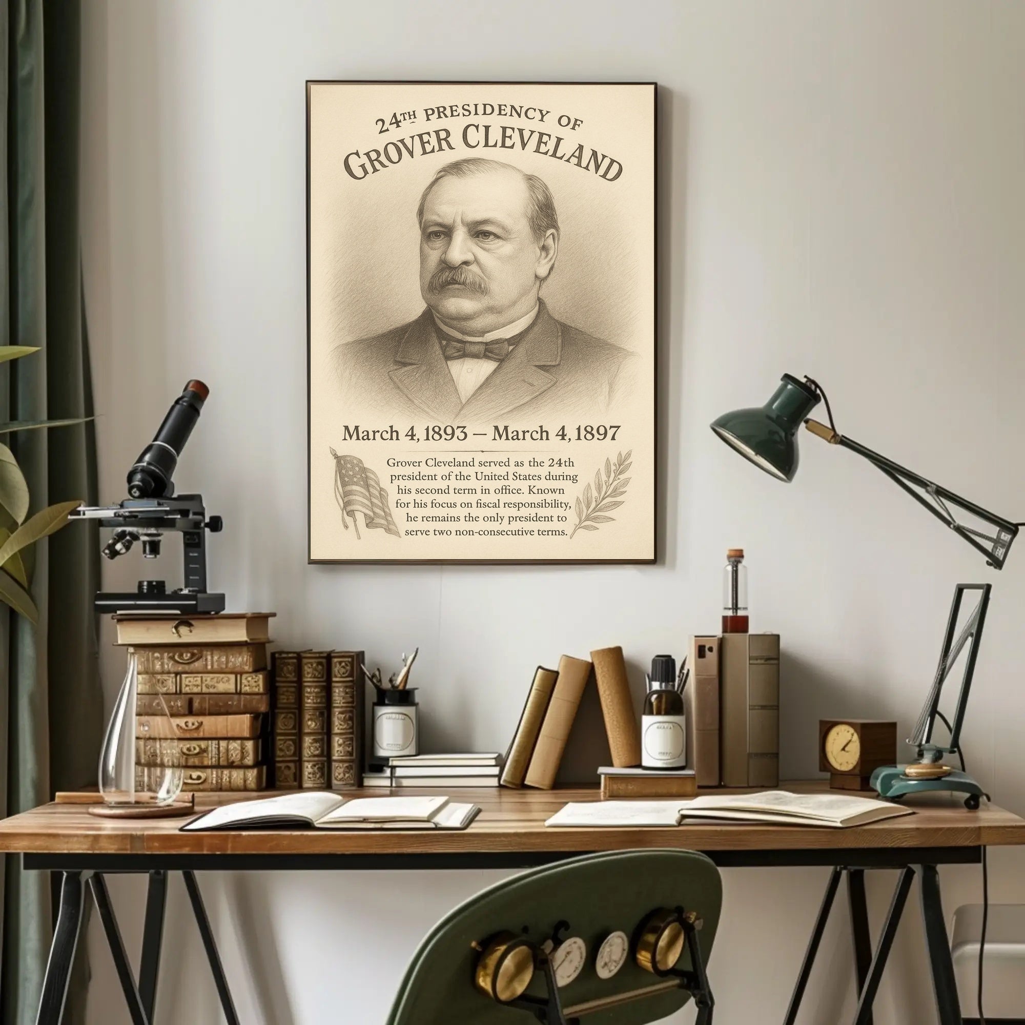 Grover Cleveland 24th President Sketch Poster Art Print PosterGoat