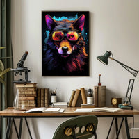 Wolf with Reflective Goggles: Futuristic Sci-Fi Poster