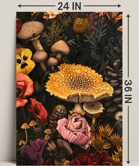 Botanical Mushroom Illustration Educational or Infographic Poster