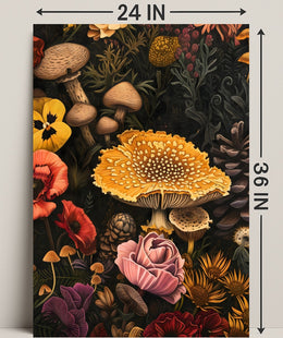 Botanical Mushroom Illustration Educational or Infographic Poster