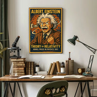 Curious Einstein Portrait Vintage Science Poster
