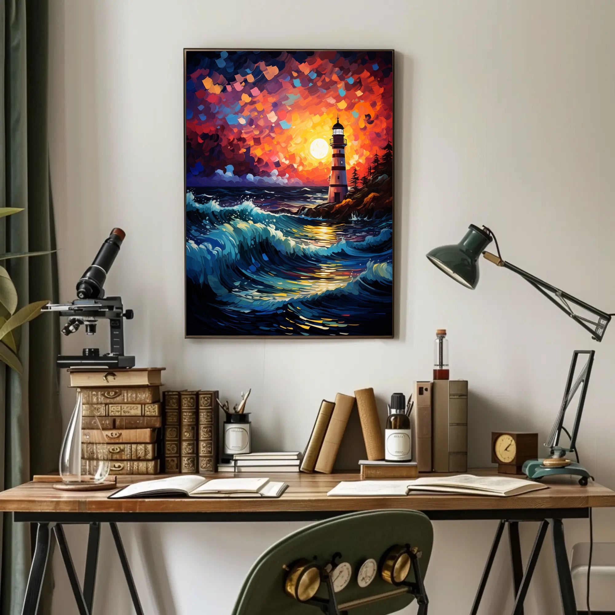 Lighthouse At Sunset Poster