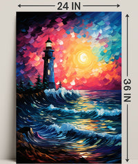 Lighthouse At Sunset Poster