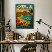 Honolulu Paradise Vintage Poster Tropical Adventure Art