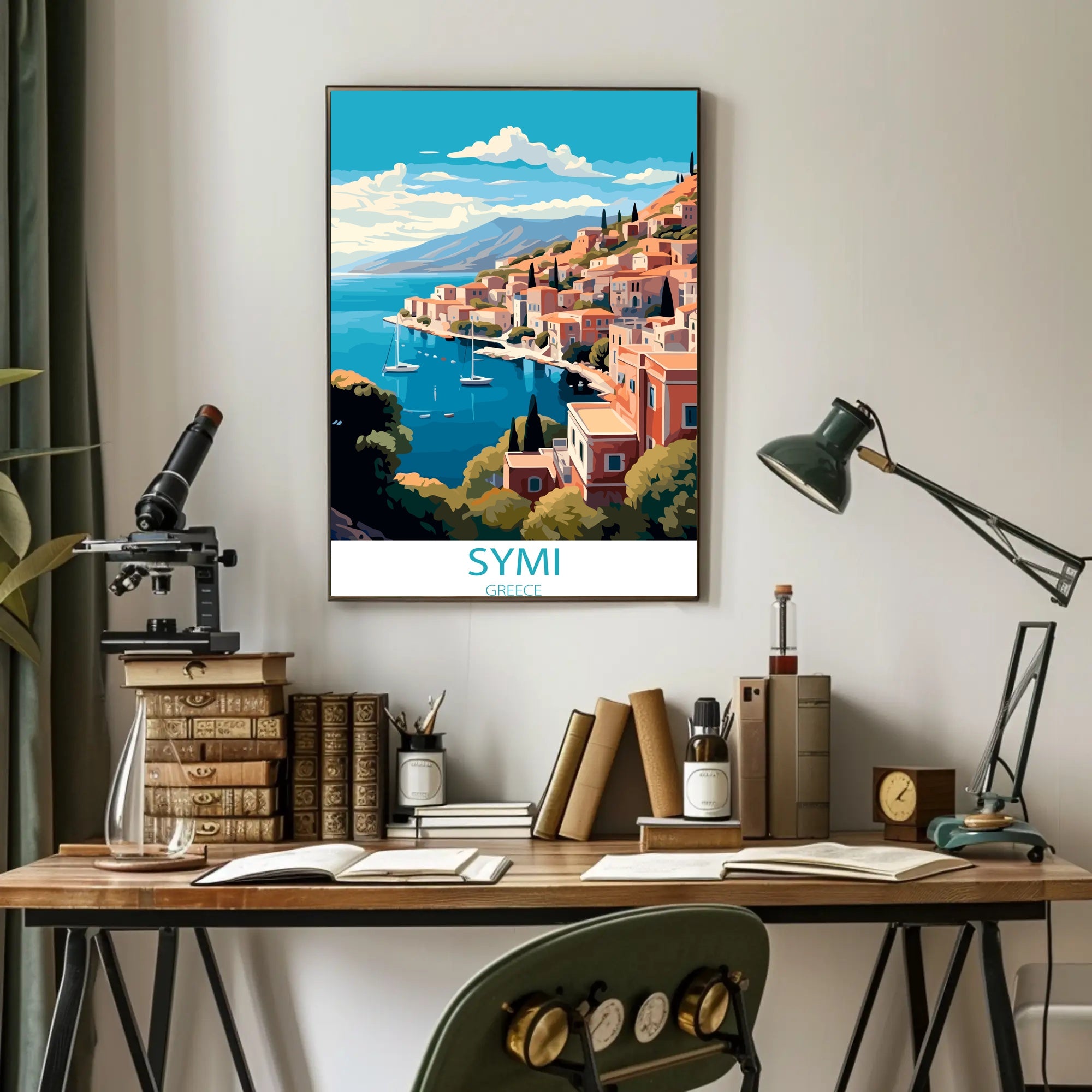 Vibrant Coastal Town Travel Poster