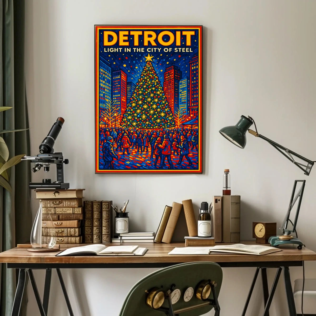 Detroit Light In The City Of Steel Poster
