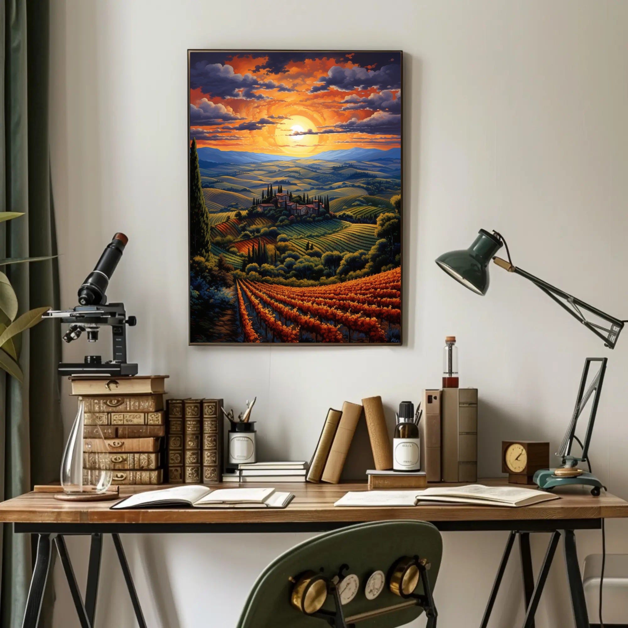 Sunset Over Tuscan Hills Poster