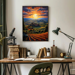 Sunset Over Tuscan Hills Poster