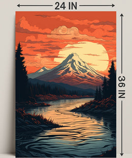 Serene Mountain Sunset Poster PosterGoat