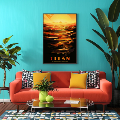 Space Exploration Poster Ride the Tides of Titan Retro Style