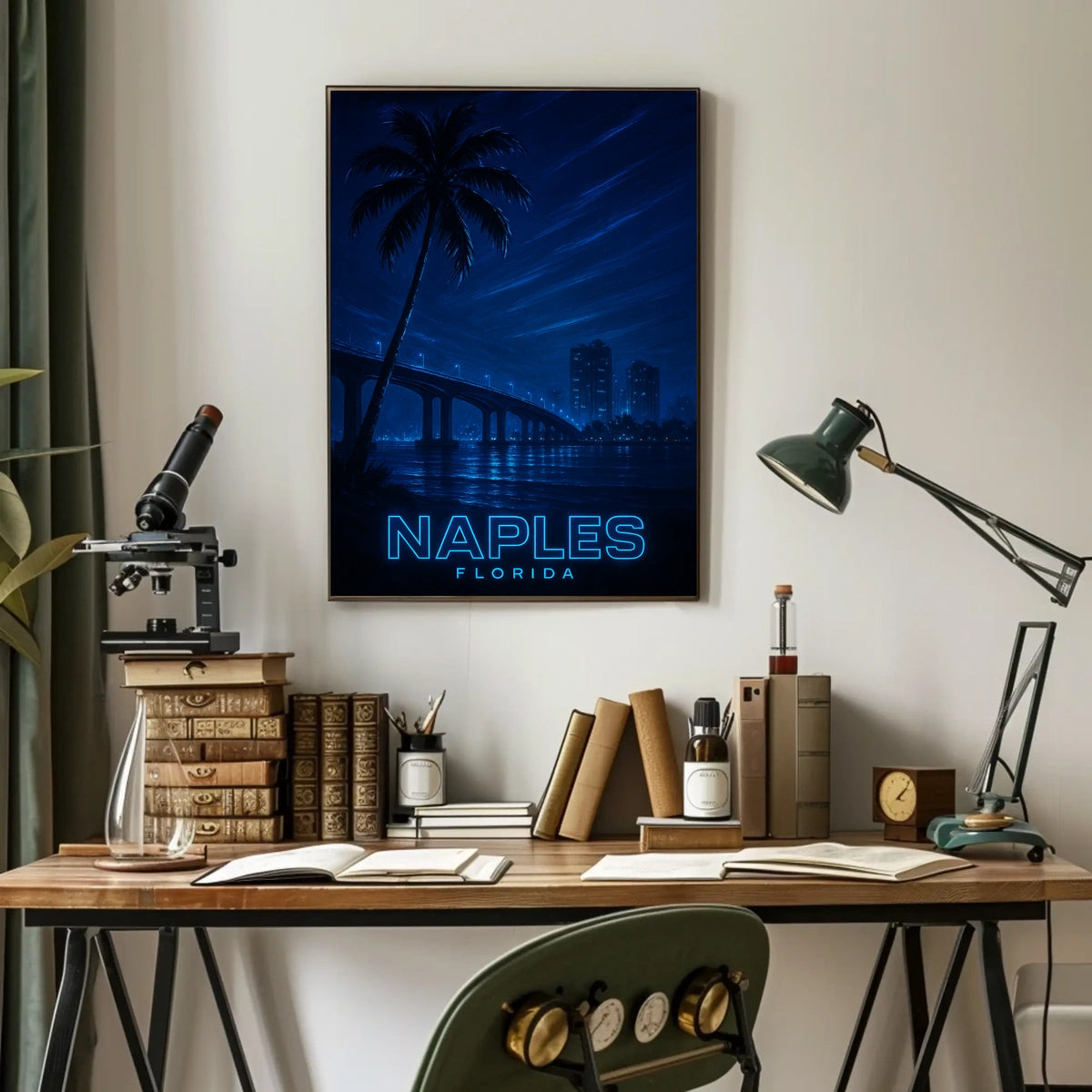Naples Florida Nightscape Poster Coastline Wall Art 18x24