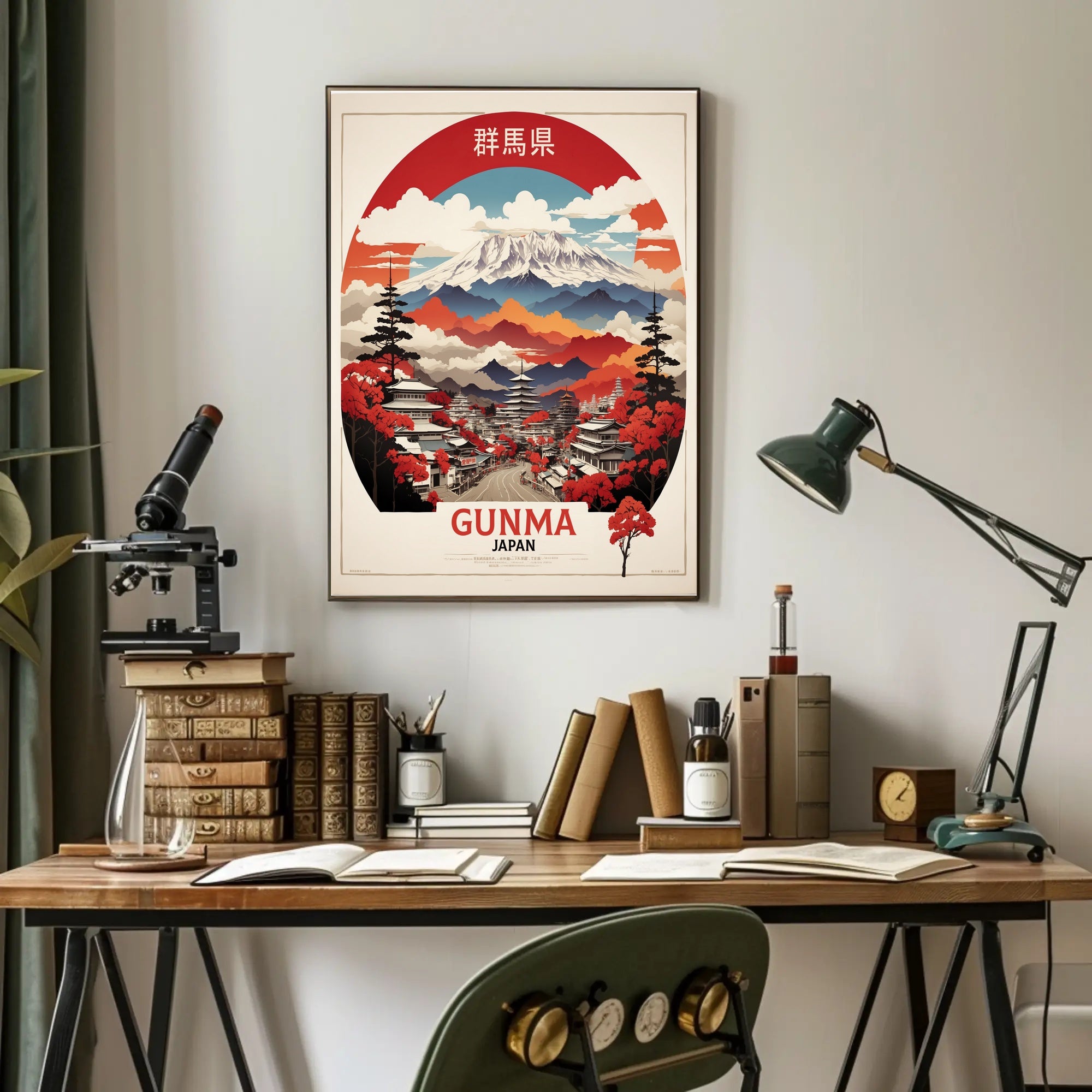 Gunma Vintage Travel Poster Scenic Japanese Landscape