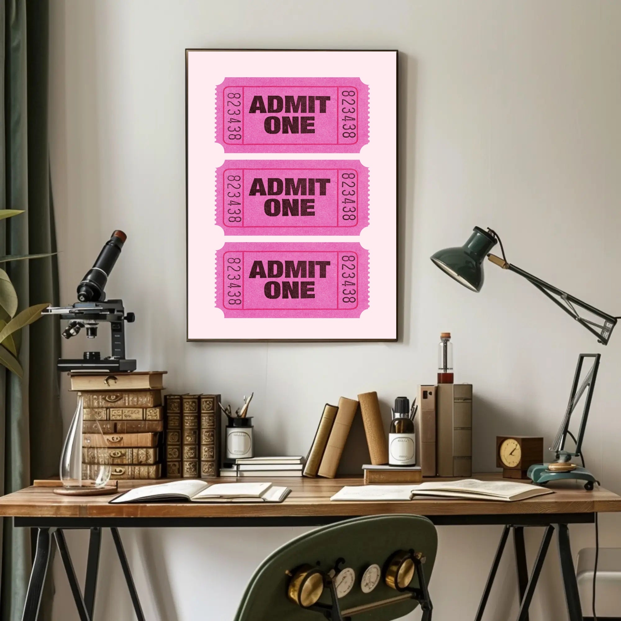 Vintage Admit One Tickets Poster for Pop Culture Enthusiasts PosterGoat