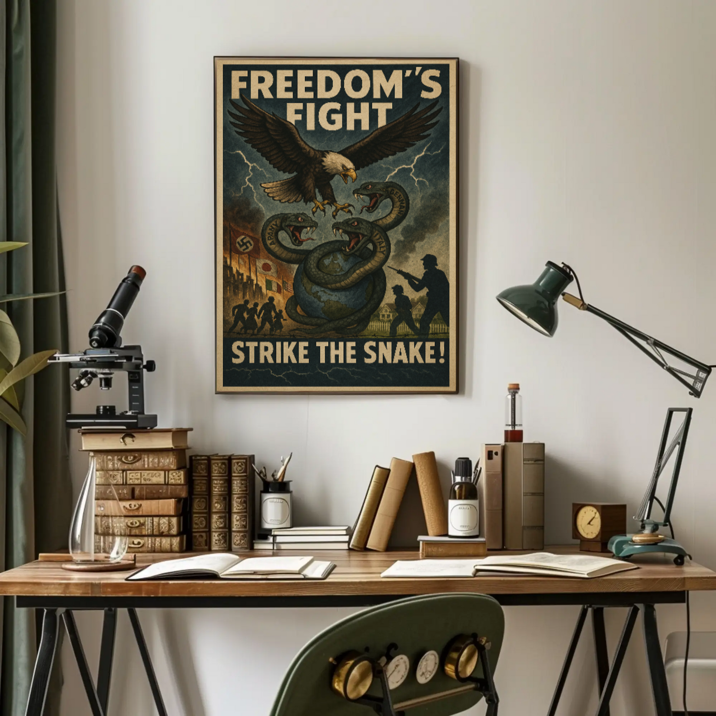 Freedom's Fight WWII Propaganda Poster