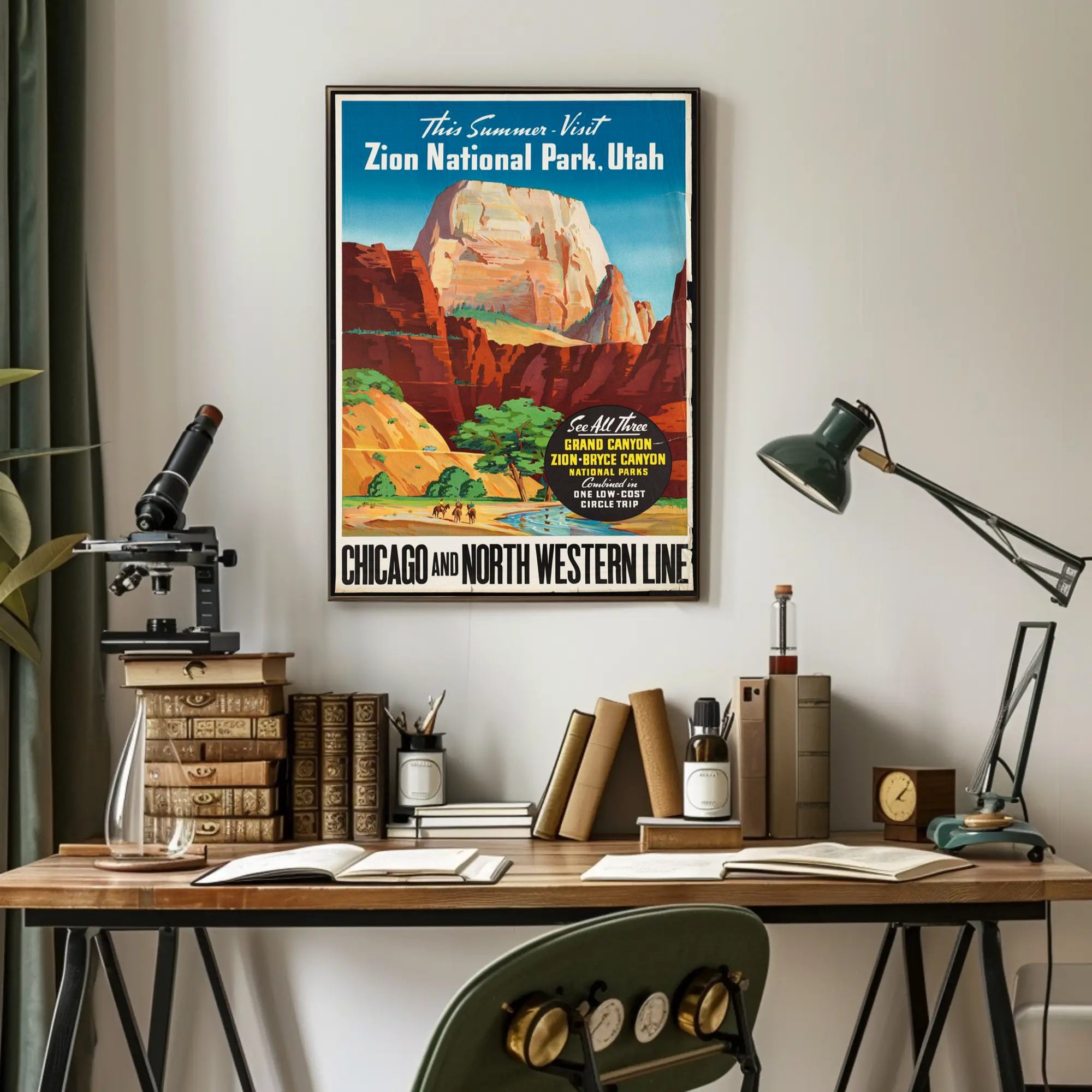 Zion National Park Vintage Travel Poster Print
