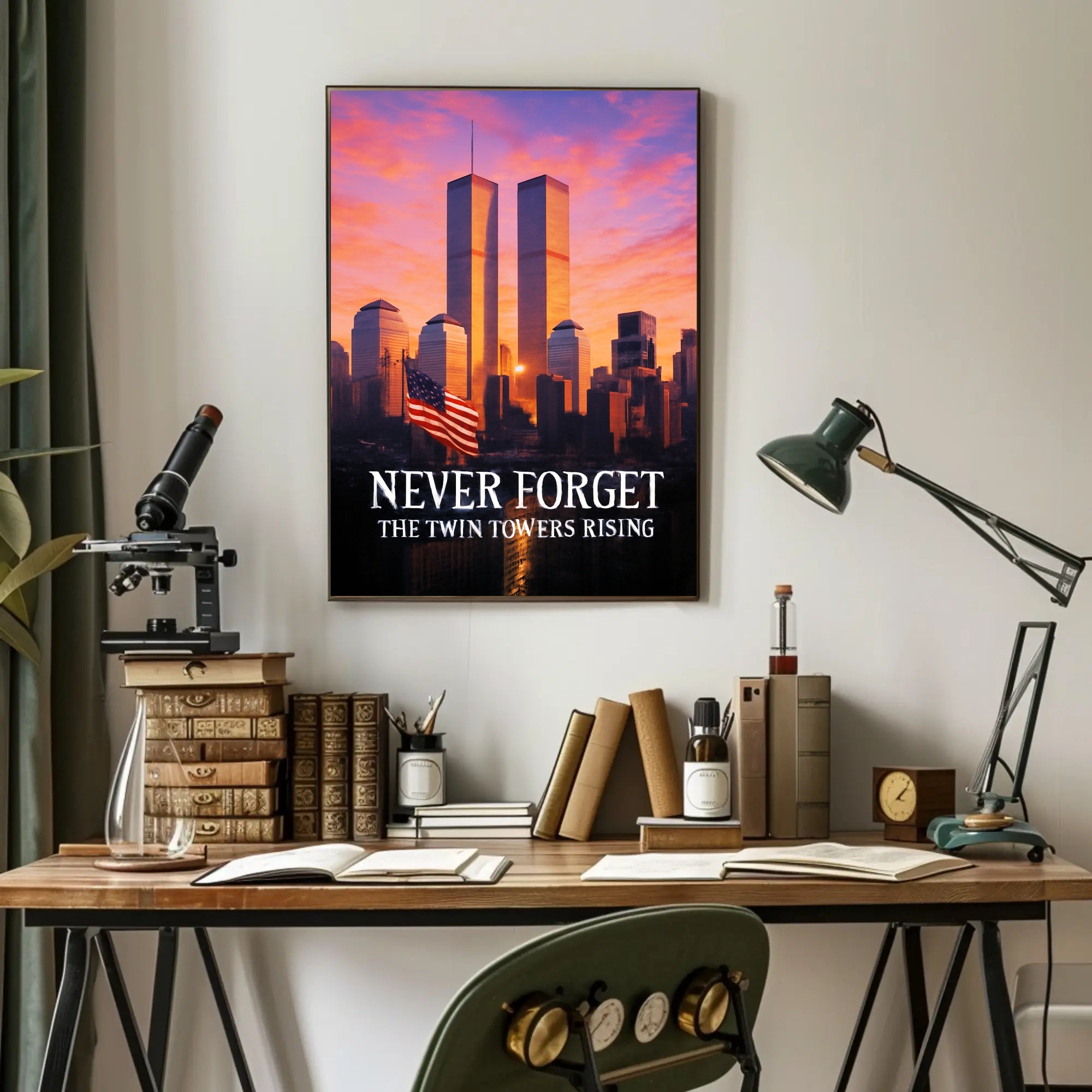 Never Forget The Twin Towers Rising Poster PosterGoat