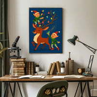 Holiday Cheer With Elves And Reindeer Poster