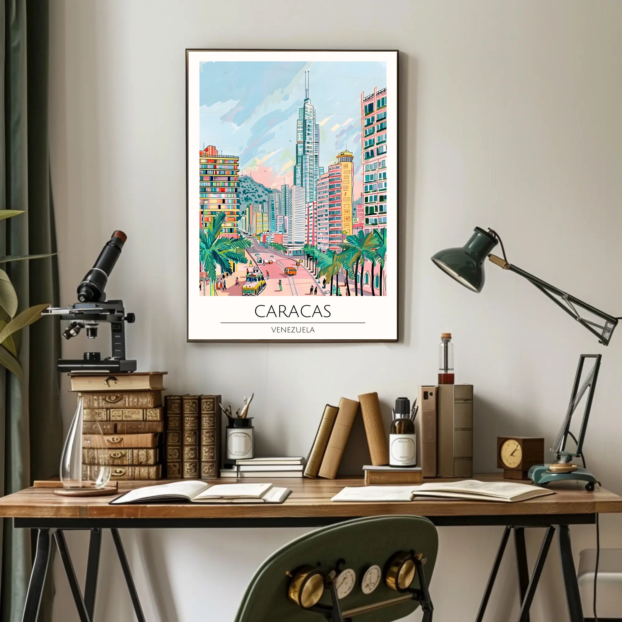 Colorful Cityscape of Caracas Poster PosterGoat