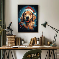 Golden Retriever Christmas Poster: Festive Holiday Decor