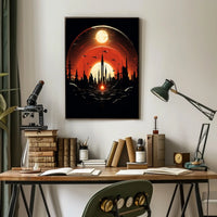 Futuristic Skyline at Sunset Poster