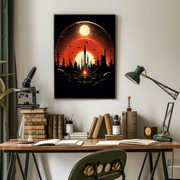 Futuristic Skyline at Sunset Poster