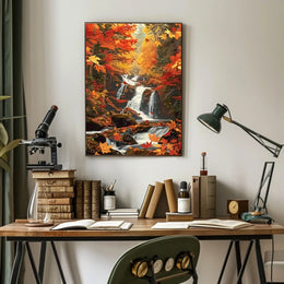 Autumn Waterfall Serenity Poster