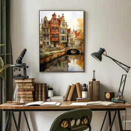 Picturesque European Canal Scene with Renaissance Architecture Travel Poster