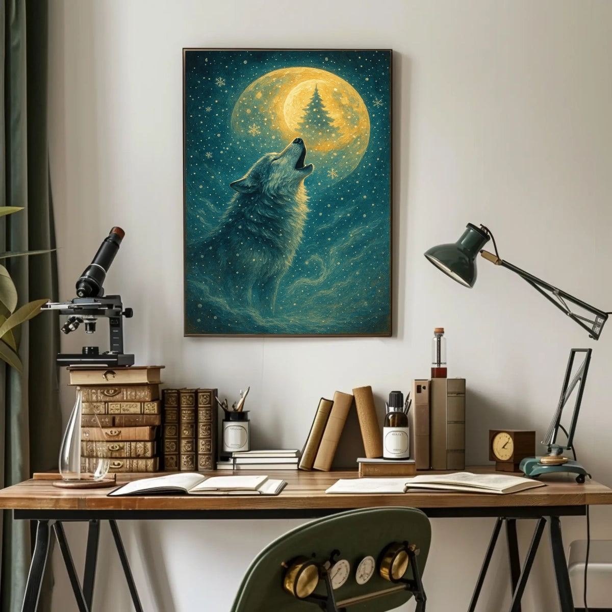 Howling Moon Wolf Poster