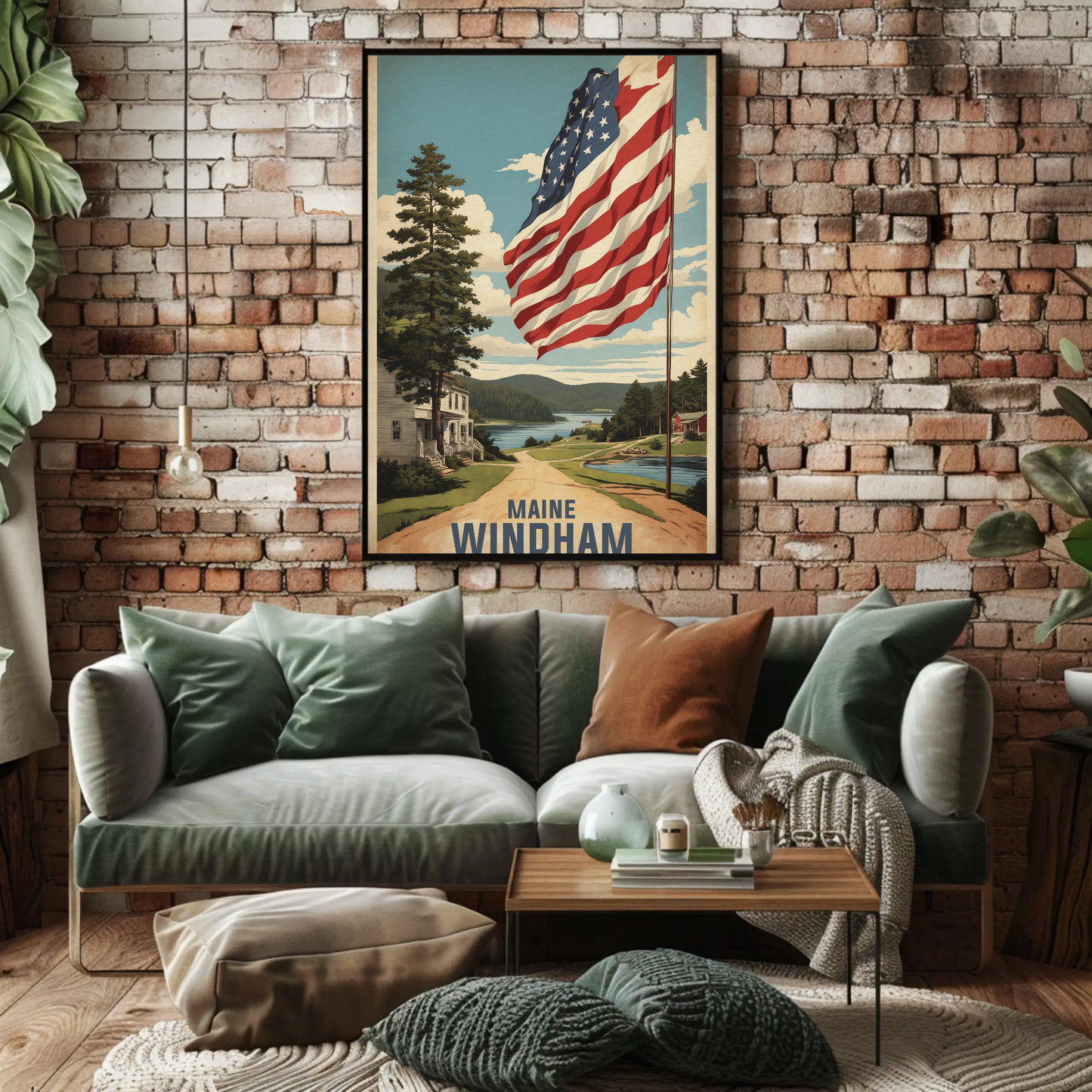 Windham New Hampshire Autumn Riverscape Vintage Travel Poster