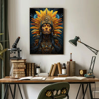 Mystical Feathered Headdress Cultural or Heritage Poster