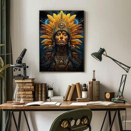 Mystical Feathered Headdress Cultural or Heritage Poster