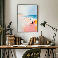 Serene Beach Scene Poster Pastel Coastal Wall Art