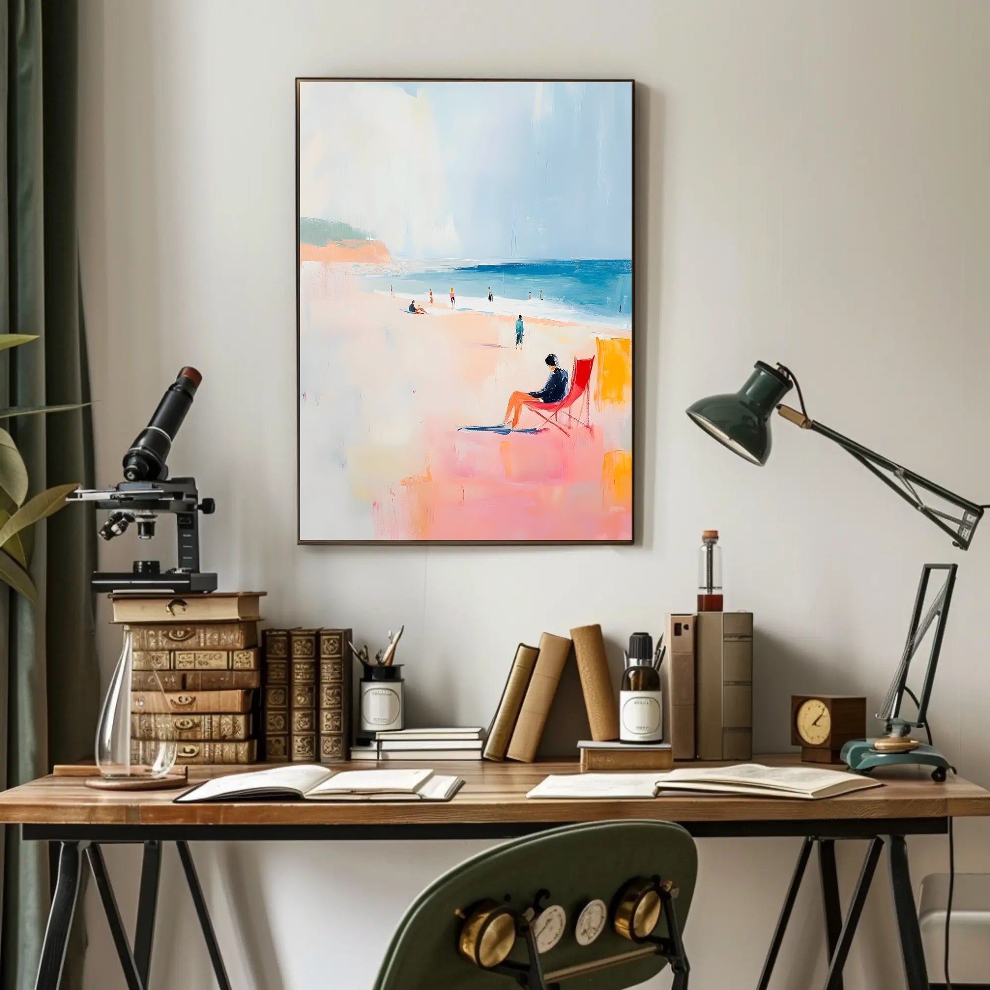 Serene Beach Scene Poster Pastel Coastal Wall Art