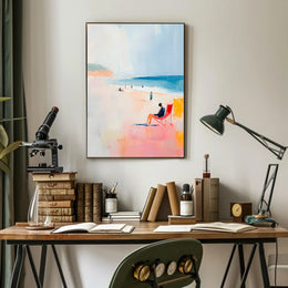 Serene Beach Scene Poster Pastel Coastal Wall Art