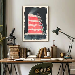 Climbing the Cake Poster Vintage Travel Wall Art