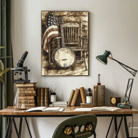 Vintage Rustic Classic Banjo Americana Wall Art Poster