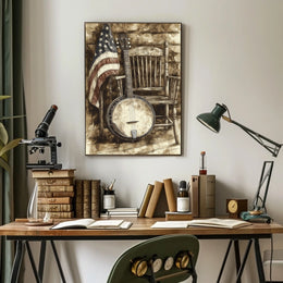 Vintage Rustic Classic Banjo Americana Wall Art Poster